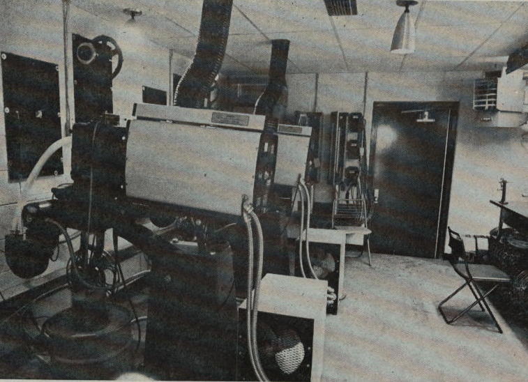 Wayne projection booth shot from the February 14, 1972 issue of Boxoffice magazine