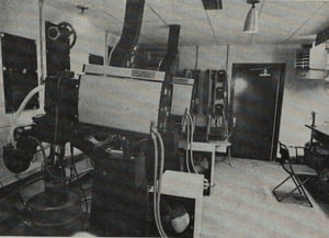 Wayne projection booth shot from the February 14, 1972 issue of Boxoffice magazine