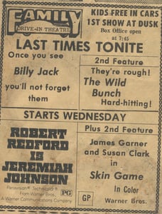 Movie times, circa 1973 from Fairmont Sentinel