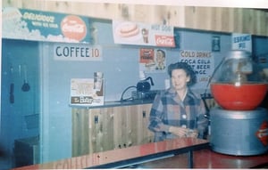 Interior of Rand Drive-In Theatre concession building.