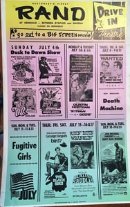 Rand Drive-In Theatre advertising poster.