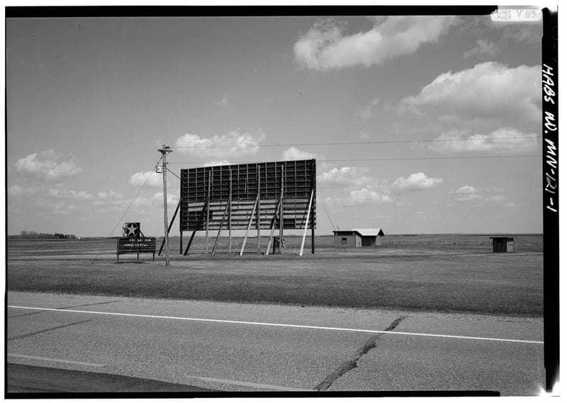 From the Library of Congress' Historic American Buildings Survey, and considered in the public domain. Drive-in was located at US 59 and state highway 200. Photo (by Jet Lowe) was taken from the west across US 59. Movie on marquee is Hard To Kill starri