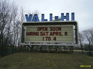 Close-up of marquee at Vali-Hi