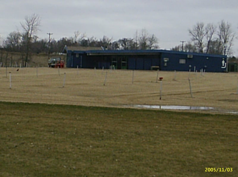 Another shot (from a different angle) of projection booth/concession stand building at Vali-Hi