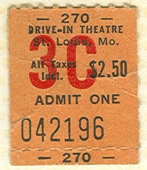 Ticket stub from 270 Drive Inn circa 1980