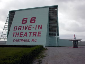 Back of screen tower and ticket booth