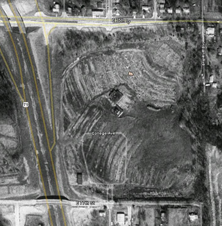 1991 Aerial view showing the projection buildings shortly before demolition.