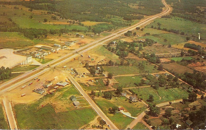 1950s Postcard of Route 66 showing the Grande Drive-In Theatre.