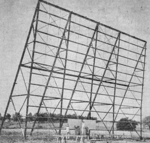 The Hi-M's screen tower under construction.