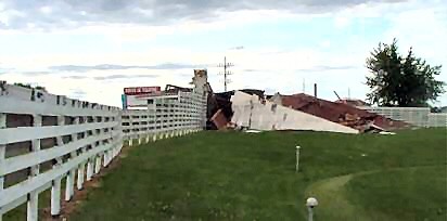 Fallen screen tower after May 2004 storm.