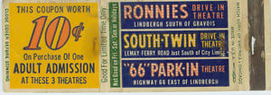 This matchbook was also a coupon for any of these 3 drive ins