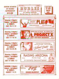 An ad handout given to patrons on the way in to the Rubles.