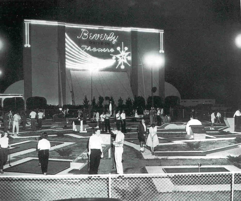 Vintage photo of screen and mini-golf course
