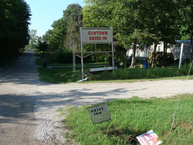 Front entrance to the Guntown Drive In in Guntown, Mississippi.