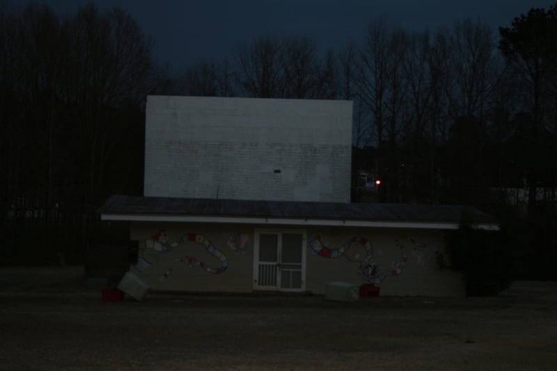 this is a photo I took of the Iuka drive-in consession stand  screen.