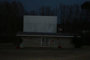 this is a photo I took of the Iuka drive-in consession stand  screen.