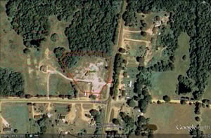 Google Earth image with outline of former site