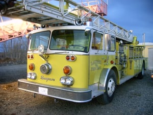 An old fire truck that still works-- is used by Riley Cooke the owner to change the marquee and for miscellaneous maintenance issues.