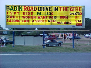 Badin Road Drive-In Theater at sunset... Fillin' up with friends!