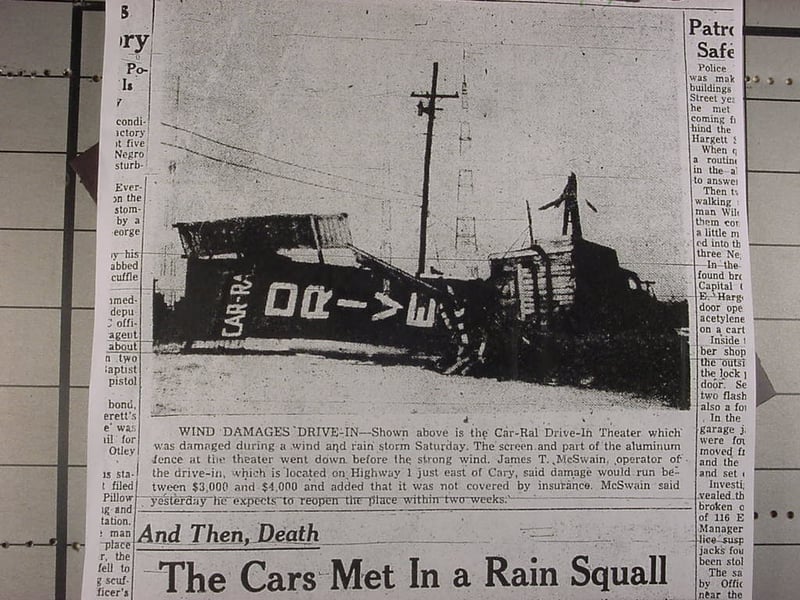 car-ral tower destroyed by wind 
never reopened under this name reopened oct 14 53 as "south #1 "