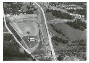 Aerial view of the Flamingo Drive In.