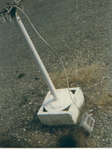 The one speaker left on the field. It was left, as I found out the hard way, due to a wasp nest inside.