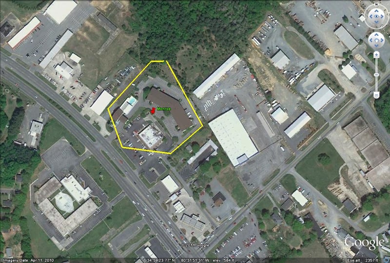 aerial view of former site-now a Sagebrush restaurant and a hotel