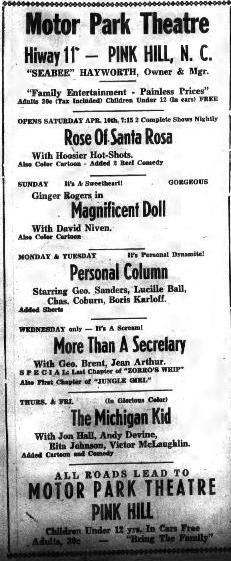 First newspaper Ad with shows and times.
