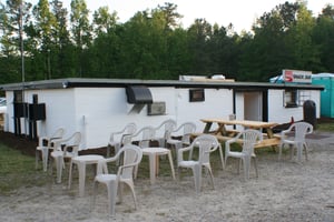 Outdoor seating, picnic tables are available at the snack bar