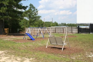 Our new playground and metal swing chairs