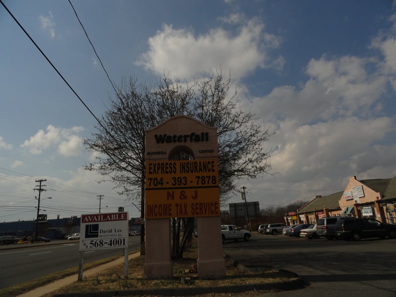 front of former site-strip mall and storage units