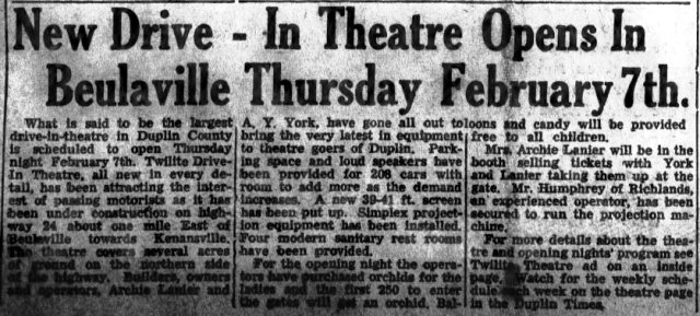 From Duplin Times newspaper January 31, 1952