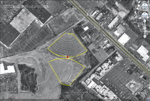 aerial view of former site-some outline visible
