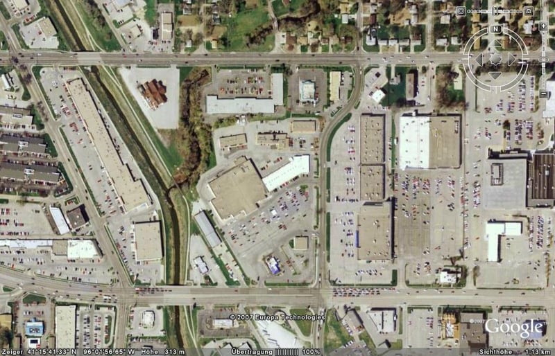 Aerial view of former drive-in site