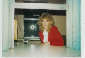 Judy Lea Ross, working the Box Office at the Carena Drive In Theatre, Terrytown (Scottsbluff) Nebraska- Summer 1982