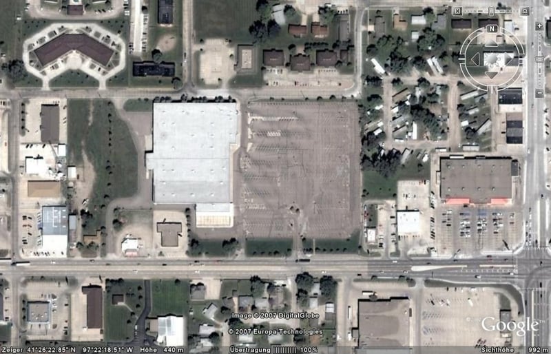 Aerial view of former drive-in site