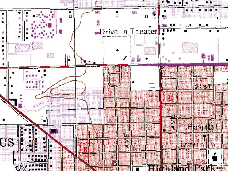 TerraServer map of former site at US-81 across from 36th Ave.
