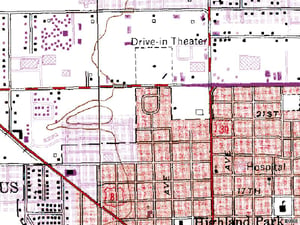 TerraServer map of former site at US-81 across from 36th Ave.