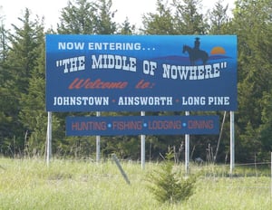 Road sign down the street from Ainsworth and the Pineview Drive-In