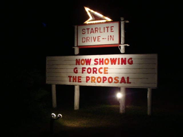 Marquee of the Starlite Drive-In in Neligh, Nebraska.