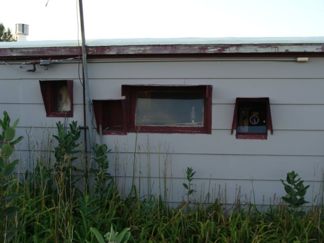 Shot of the projection booth at the Starlite Drive-In in Neligh, Nebraska.