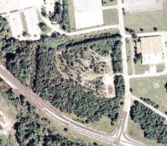 Satellite image of the remains of the Keene Drive-In