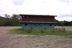 Front view of former snack bar/projection building.