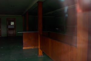 Interior view of empty snack bar.