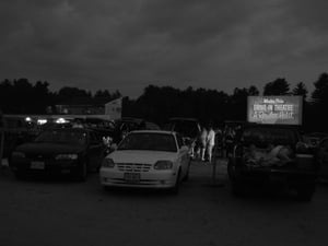Night time shot of the Milford twin Drive-in. July of 2005.