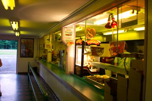 Interior of snack bar.