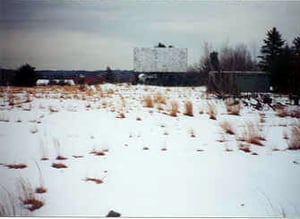 Foundation and rubble of former projection booth.