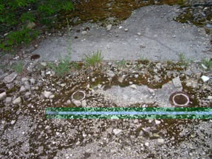 This use to be the ladies room. (holes where toilets once were).