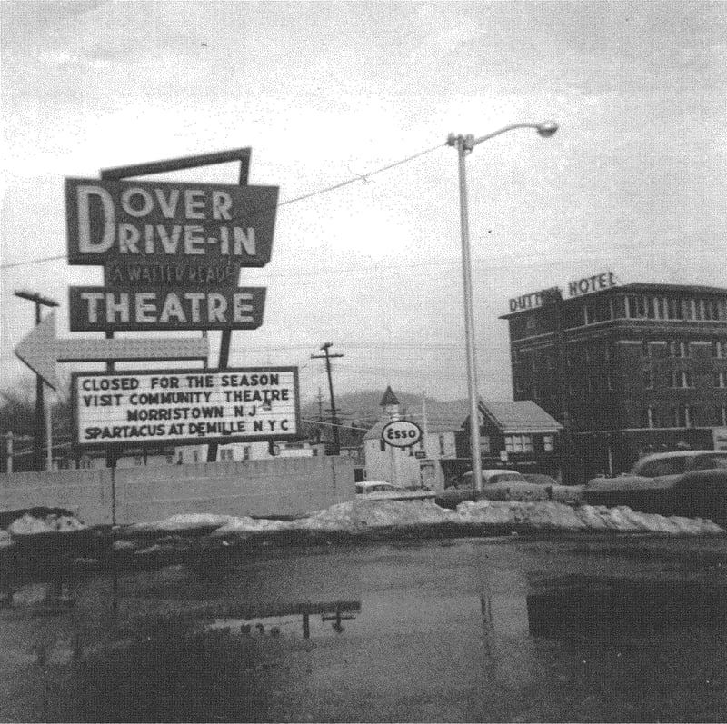When the Dover Drive-In Movie Theater opened for the first time on September 12, 1958 it was said to be the first ever to be built above the ground level in the middle of a downtown city and the first ever to introduce a wireless speaker system.  Walter R