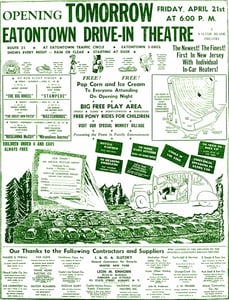 Gala Opening advertisement for the Eatontown Drive-In from Thursday, 20 April 1950.